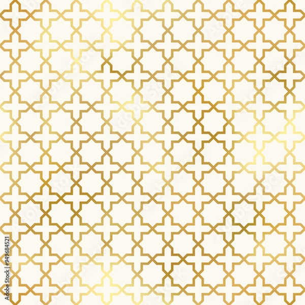 Fototapeta Oriental style seamless pattern. Vector foil gold ornament on white background. Islamic traditional texture for backgrounds, wallpapers, textile patterns, decoration