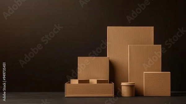 Fototapeta Modular packaging design with customizable inserts and dividers, perfect for a tailored product fit, packaging design customization, modular and versatile