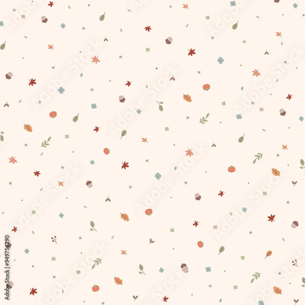 Obraz Pattern with leaves for autumn on ivory background