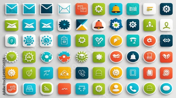 Fototapeta Set of dynamic isometric web UI icons