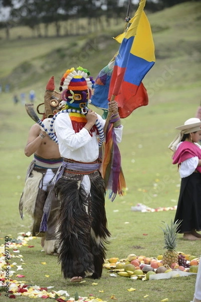 Obraz Man in mask celebrating solstice holiday. 
