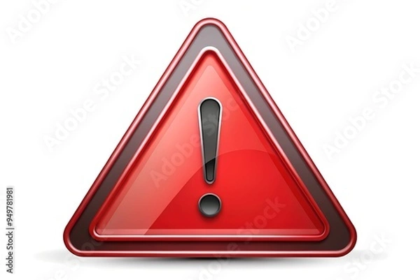 Obraz art of red triangle warning sign icon caution about hazard warning, risk warning. 3d realistic illustration of red warning triangle with black exclamation mark in it. Triangle isolated.