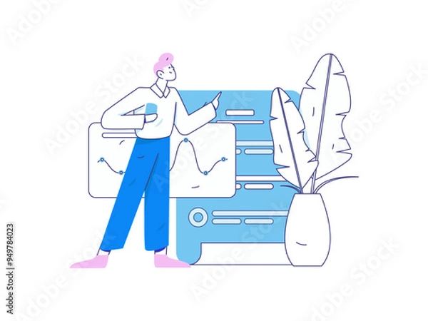Fototapeta Personnel doing job interview flat vector concept operation hand drawn illustration
