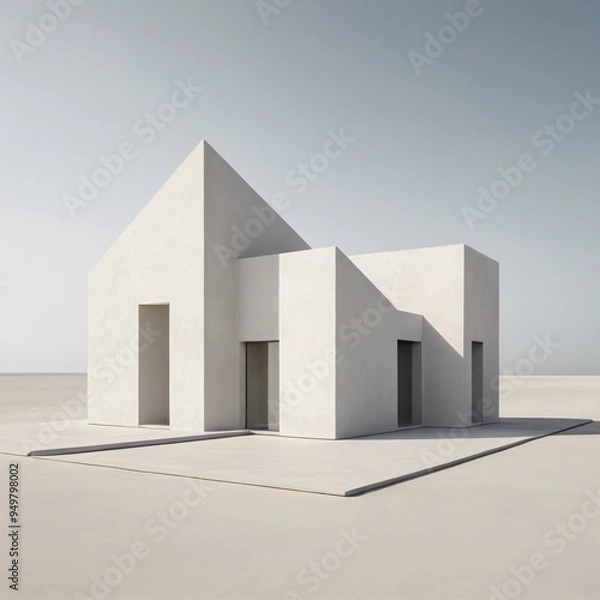 Obraz Minimalist Geometric Architectural Composition with Sleek Angular Forms Muted Monochrome Palette and Tranquil Serene Setting