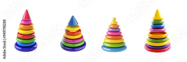 Fototapeta Set of colored toys on a transparent background.