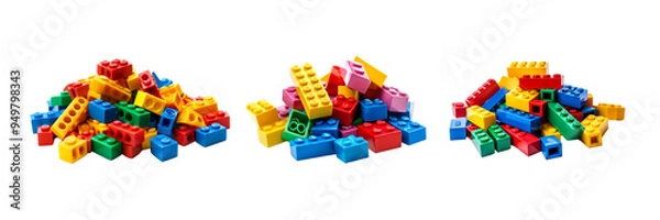 Fototapeta Set up the puzzle to play. Detailed on a transparent background of toy train heads on transparent background.