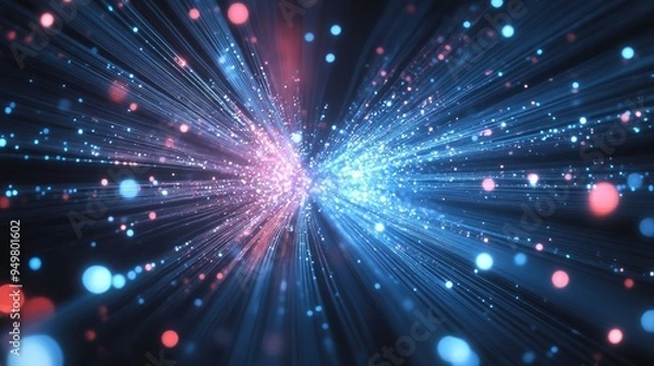 Obraz Fiber optic communication networks, visualizing light transmission, data pulses, and advanced connection systems