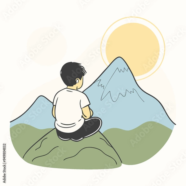 Obraz boy and mountain vector design.
