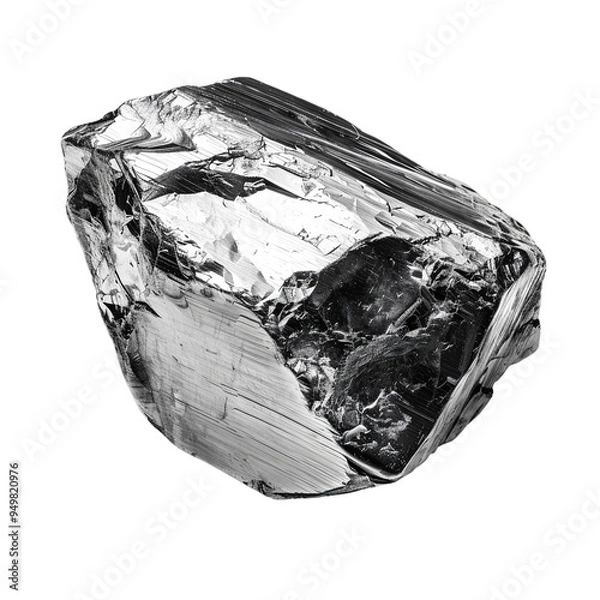 Fototapeta Shiny Silver Nugget, A Raw Mineral Rock That Radiates Opulence And Symbolizes Untapped Wealth, Perfectly Isolated On A Transparent Background.  