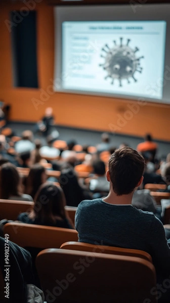 Fototapeta Public Health Lecture on Epidemic Prevention with Attentive Audience  