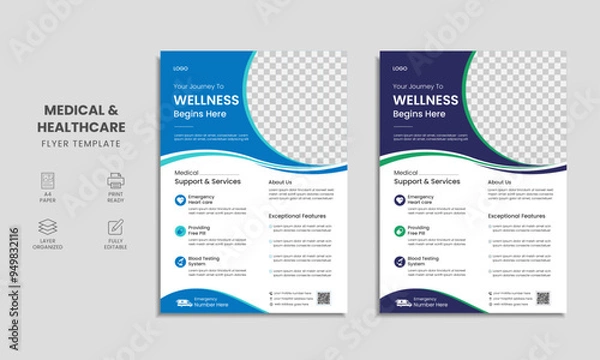Obraz Medical healthcare flyer template design, brochure, poster, leaflet for medical
