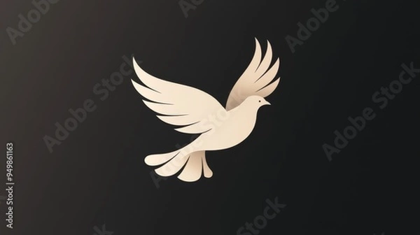 Fototapeta Abstract flying dove logo. Elegant silhouette design in flat style. Vector illustration for logo, icon, symbol, emblem, template design.