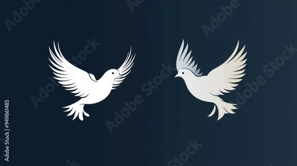 Fototapeta Abstract flying dove logo. Elegant silhouette design in flat style. Vector illustration for logo, icon, symbol, emblem, template design.