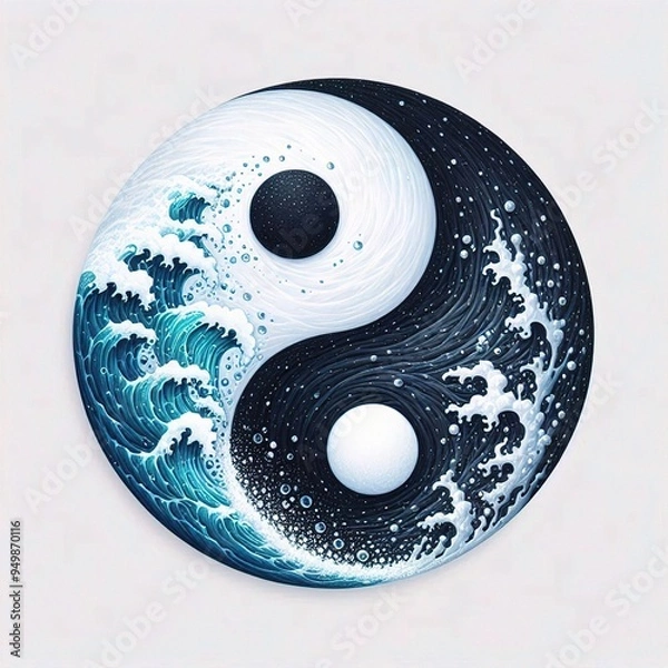 Obraz yin yang symbol on blue background