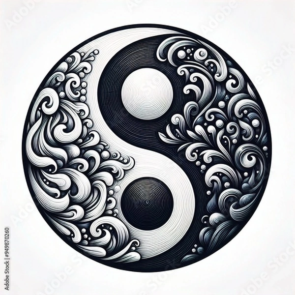 Obraz yin yang symbol on black background