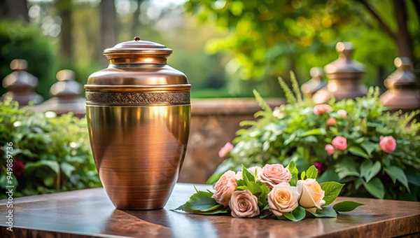 Fototapeta Funeral urn with the ashes of the deceased