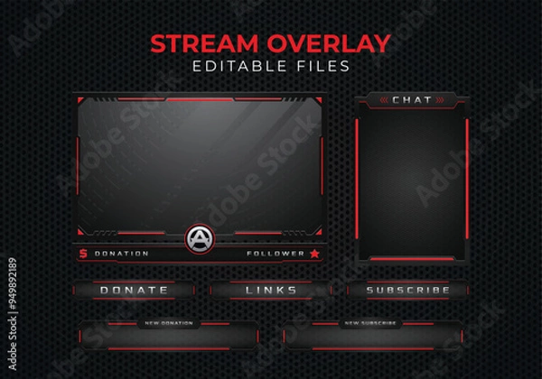 Fototapeta Twitch obs streaming panel overlay design template full package setup