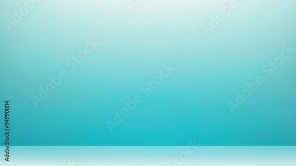 Fototapeta Empty luxurious gradient background with a smooth blend of vibrant turquoise fading into serene aqua blue, offering a refreshing setting for beauty products. Made with generative AI technology