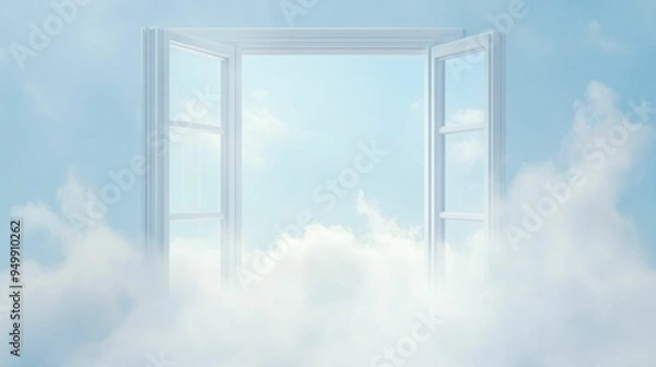 Fototapeta Fresh air streaming through an open window represents the essential requirement for clean and healthy spaces for our well-being.