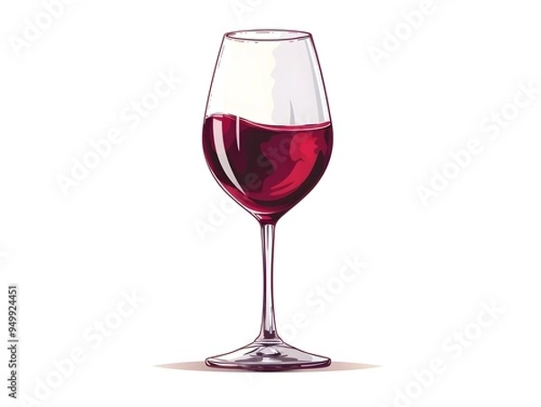 Fototapeta Elegant Wine Glass Icon Representing Fine Dining Beverages on White Background with Copy Space