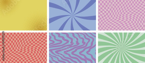 Fototapeta collection of textured vector backgrounds with simple and fun repeating patterns. Abstract colorful backgrounds for cards, posters, covers, banners, or branding