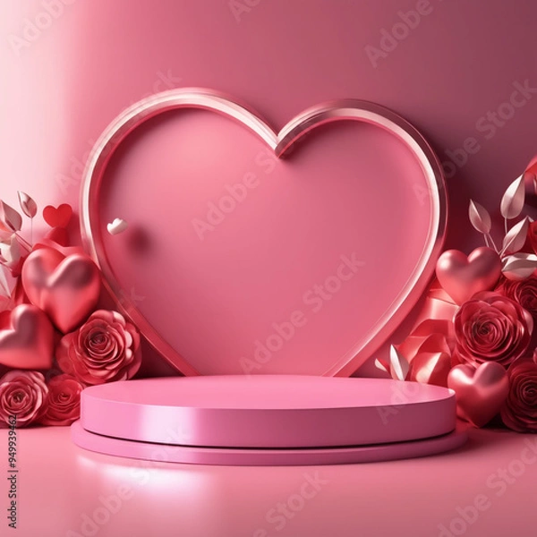 Obraz Valentines day podium for product display valentines background
