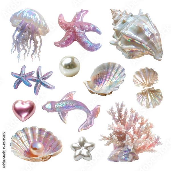 Fototapeta PNG mermaidcore design element set, transparent background