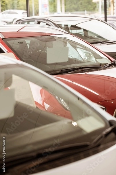 Fototapeta View of row new car 