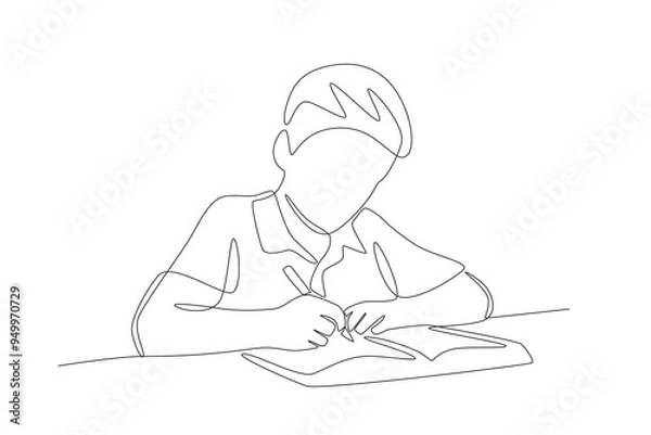 Fototapeta Homework in concept one-line drawing
