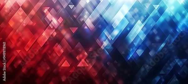 Fototapeta An Abstract Crystalline Geometric Background Featuring Blue and Red Color