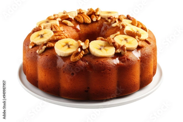 Obraz Banana Nut Cake with Isolated on Transparent Background