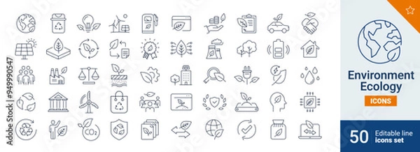 Obraz Environment icons Pixel perfect. Nature, energy, world,...	

