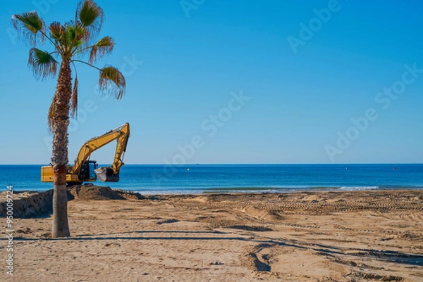 Obraz Excavator Working On The Beach