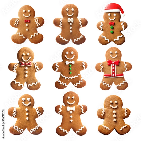 Fototapeta PNG Gingerbread cookie design element set, transparent background
