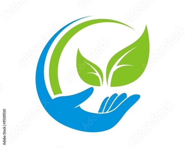 Obraz abstract hand care leaf logo