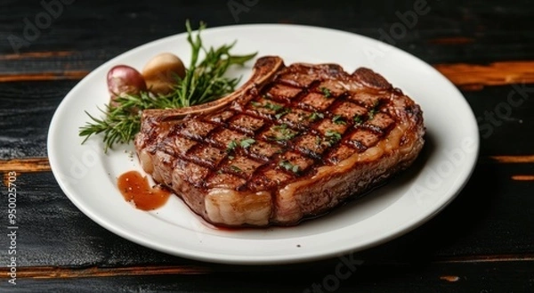 Obraz Grilled Steak on White Plate