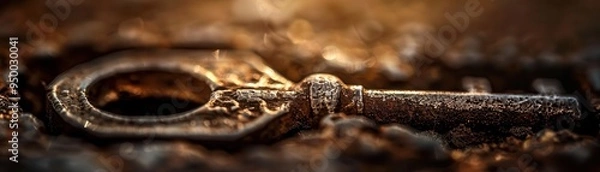 Fototapeta View through a vintage keyhole, mysterious and intriguing, Vintage, Sepia, Photograph, Hidden secrets