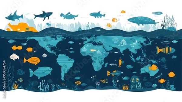 Fototapeta Comprehensive Infographic Showcasing the Profound Depths and Vast Expanses of the World s Oceans Providing a Visual Educational Resource