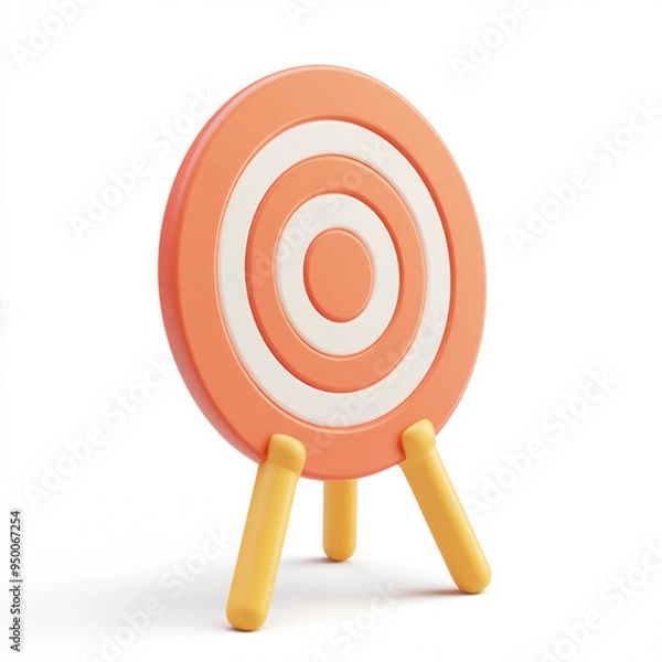 Fototapeta An target modern cartoon icon in 3D on white background