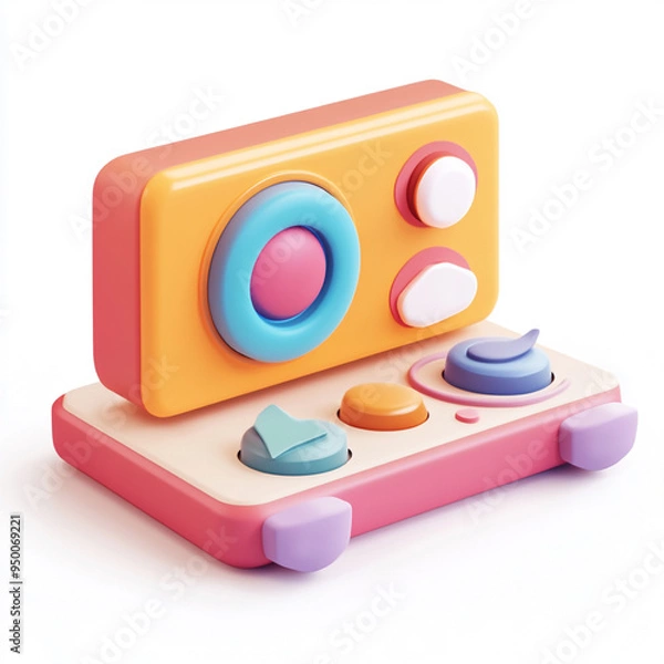 Fototapeta An play modern cartoon icon in 3D on white background