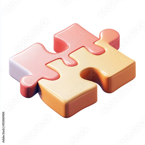 Fototapeta An puzzle modern cartoon icon in 3D on white background