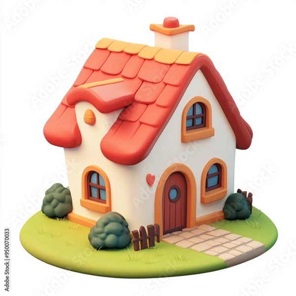 Fototapeta An home modern cartoon icon in 3D on white background