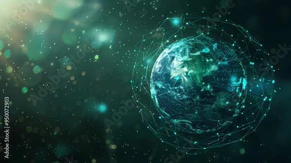 Fototapeta 2d illustration world map abstract background.Global network connection. World map point and line composition concept of global business.