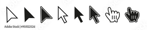 Fototapeta Computer mouse click cursor icon set. Hand and arrow pointer cursor - stock vector 10eps.