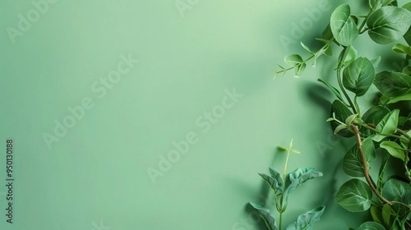 Fototapeta Stunning Green Beautiful Minimalist Background: A Serene and Elegant Visual Delight. Showcasing the Freshness and Charm of Natural Tones