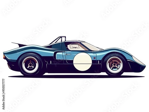 Obraz retro sport car illustration clipart isolated on white. AI generated