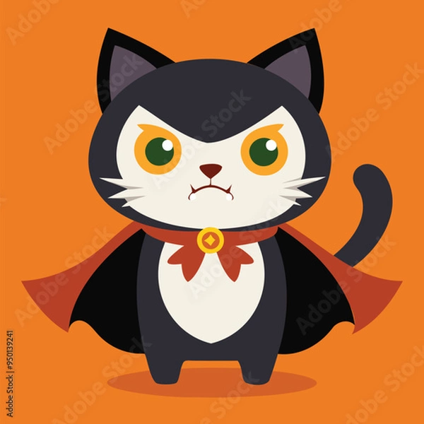 Fototapeta cute cat use halloween costume vector isolated