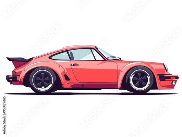 Obraz retro sport car illustration clipart isolated on white. AI generated