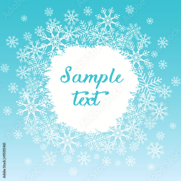 Fototapeta Blue background with snowflakes, vector illustration