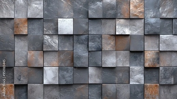 Fototapeta Seamless ceramic wall tiles with a 3D texture and pattern, creating an artistic background.
